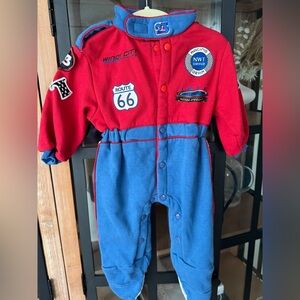 Vintage Race Car Driver nascar coverall jumpsuit baby boy route 66 patches 23